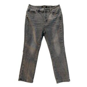 Judy Blue Women size 15/32 Gray Skinny Fit Cropped Jeans Button Front High Waist